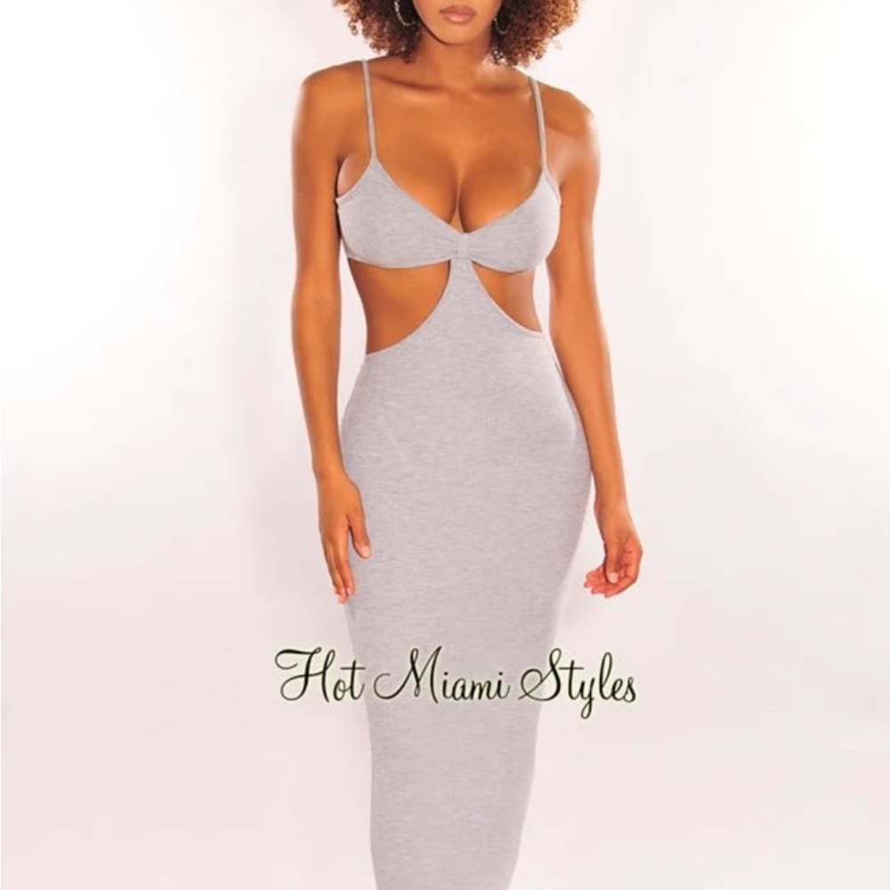 Hot Miami Styles Gray Maxi Dress